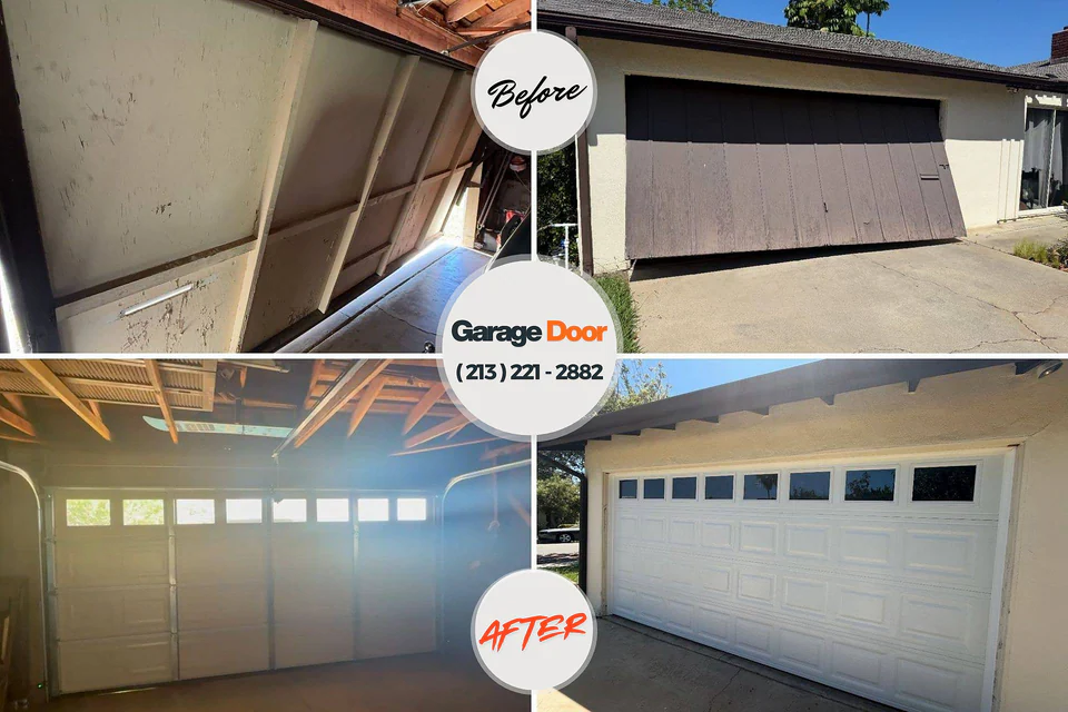 Before and after: garage door repair Lumberton, MS